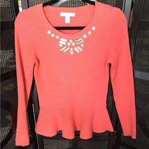 Banana Republic Italian Yarn Embellish Peplum Sweater Top